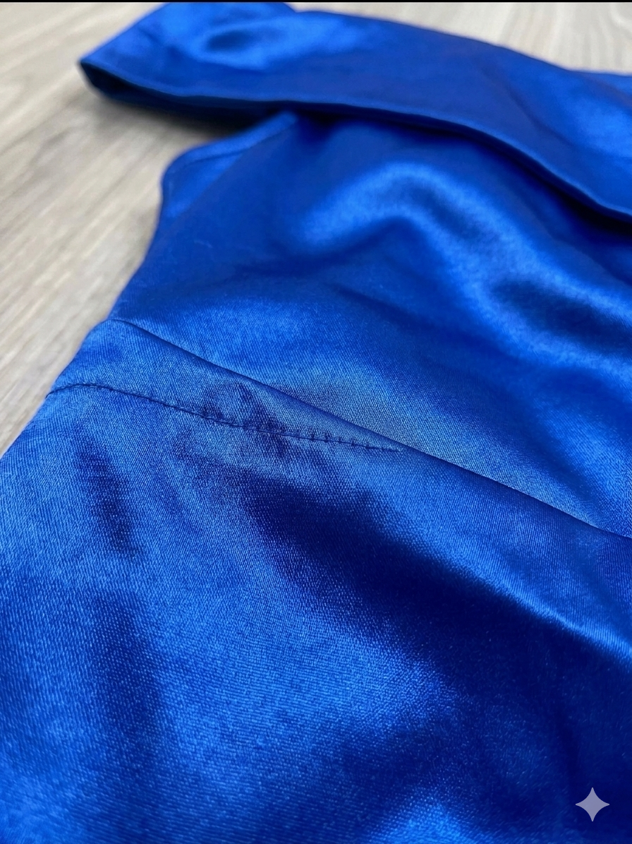 Midnight Sapphire Satin Dress