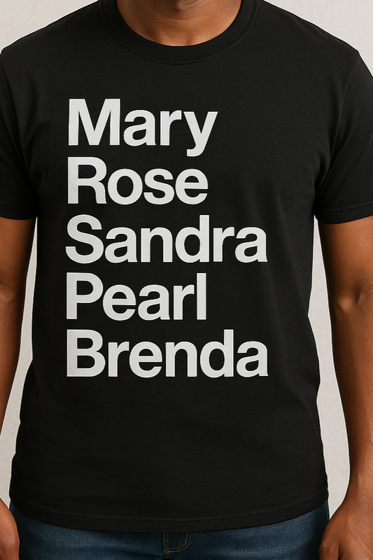 Women's name T-shirt Summer Wear Black Crewneck Casual Short Sleeve Personalized Names Mary Rose Sandra Pearl Brenda