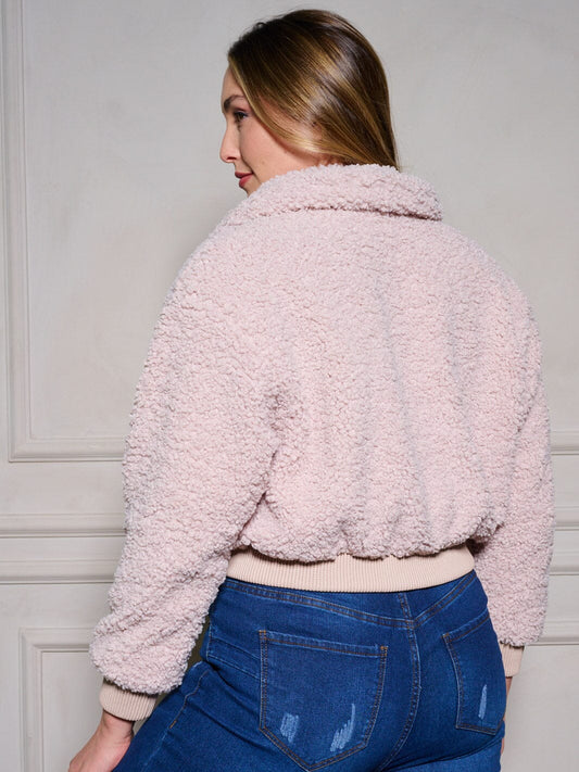 Plus Size Cropped long sleeve teddy bear jacket (PRE-ORDER!)