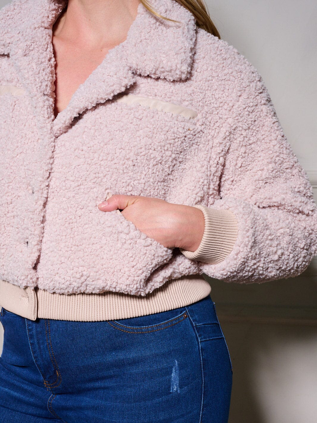 Plus Size Cropped long sleeve teddy bear jacket (PRE-ORDER!)