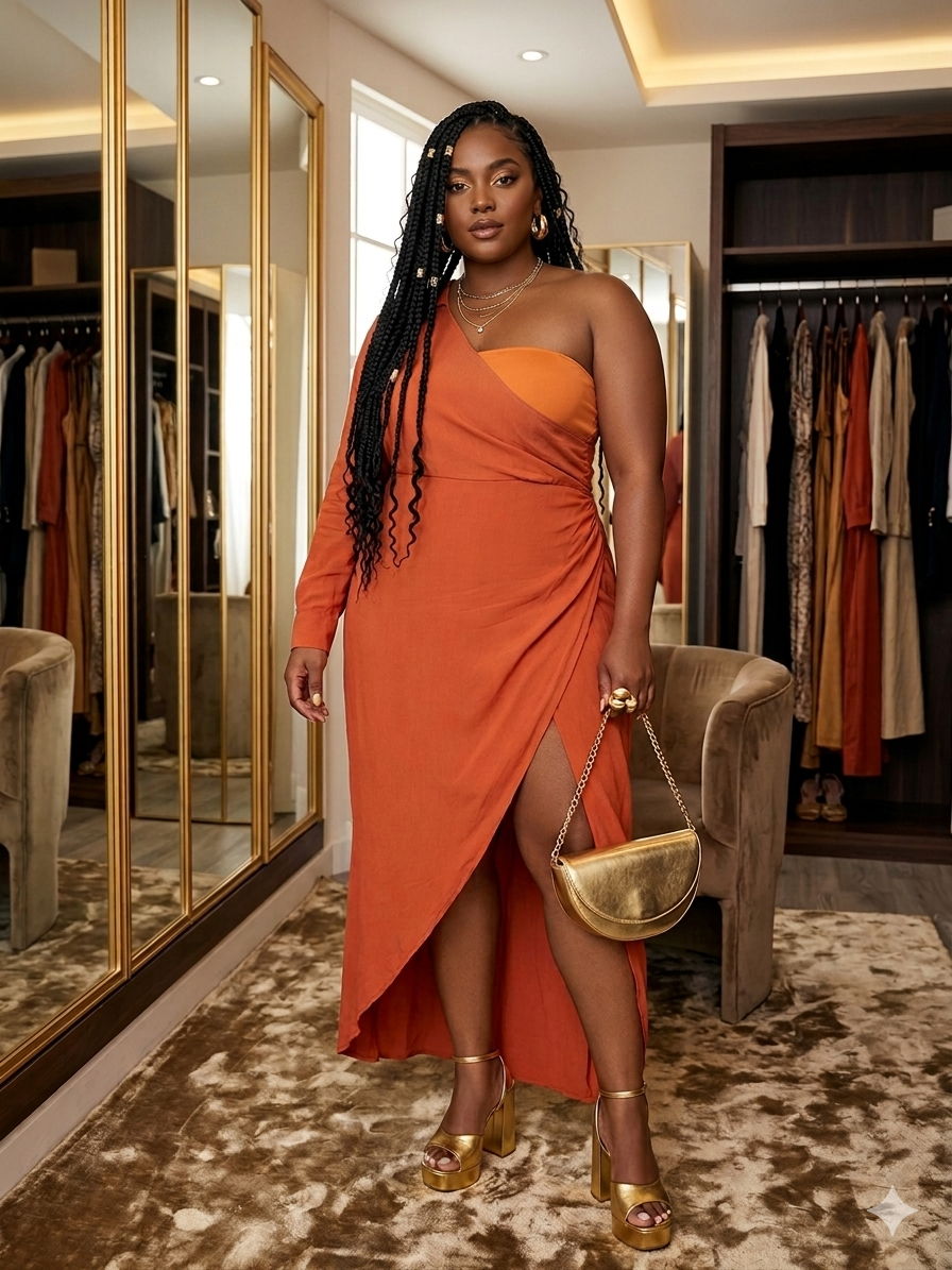 The coral sunrise slit dress