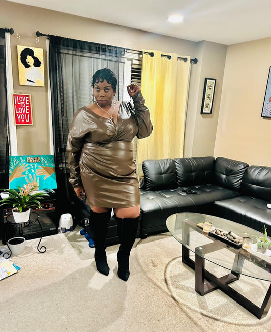 Faux Chocolate Leather Dress (CLEARANCE)