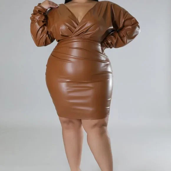 Faux Chocolate Leather Dress (CLEARANCE)